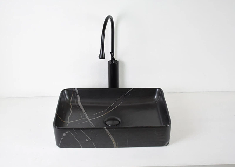 Bush Hummed Nero Marquina Black Marble Wash Basin