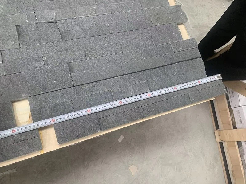 China Black Sandstone Culture Stone Panel For Wall Cladding