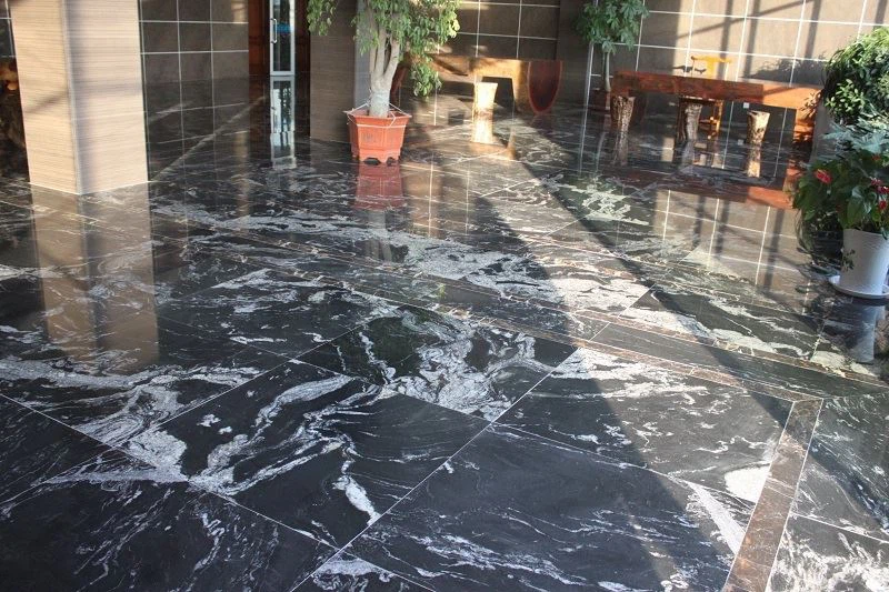 Cosmic Black Granite With White Veins Tiles