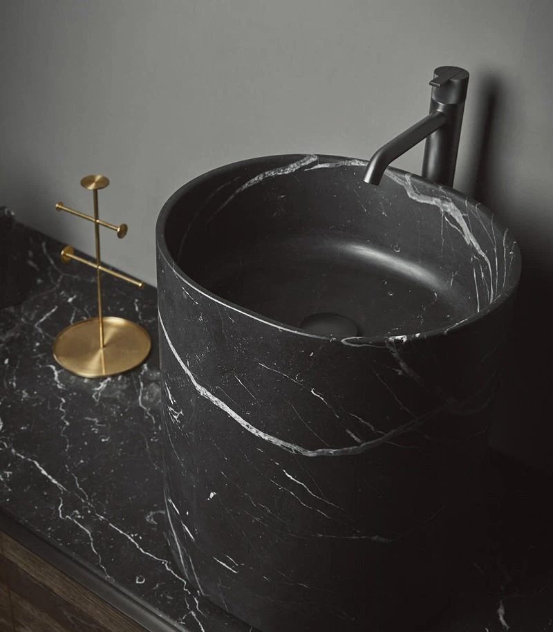 Fancy Black Marble Wash Sink For Bathroom