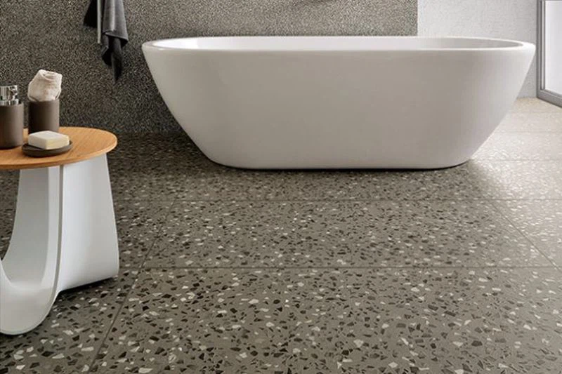 Polished Prefab Black Epoxy Porcelain Tiles Artificial Stone Terrazzo Floor