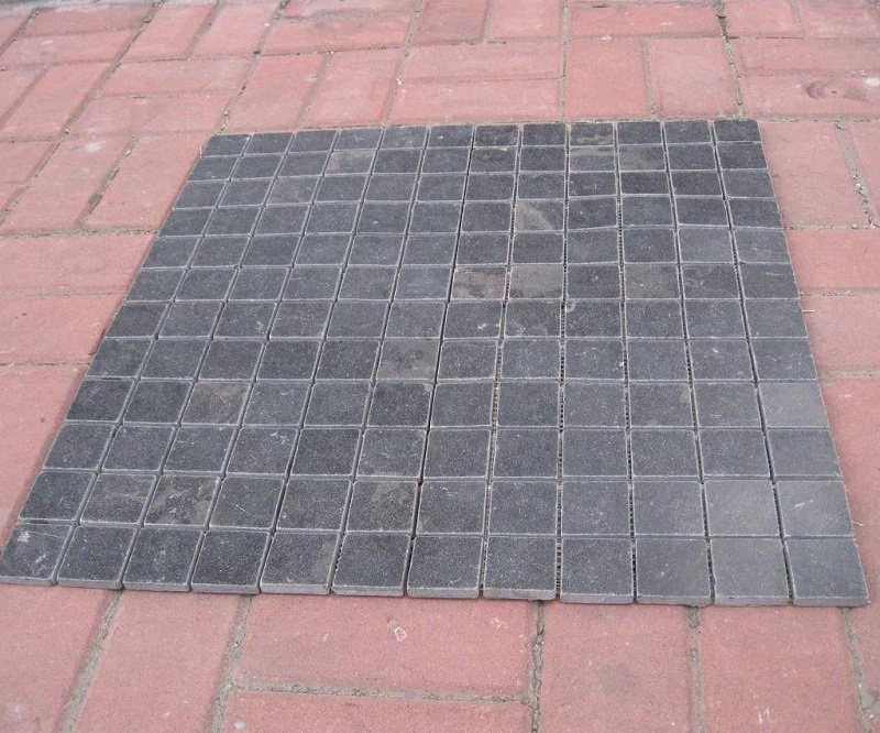 Square Shape Black Limestone Mosaic Tiles