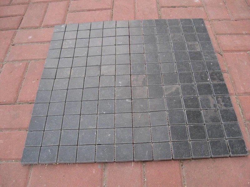 Square Shape Black Limestone Mosaic Tiles