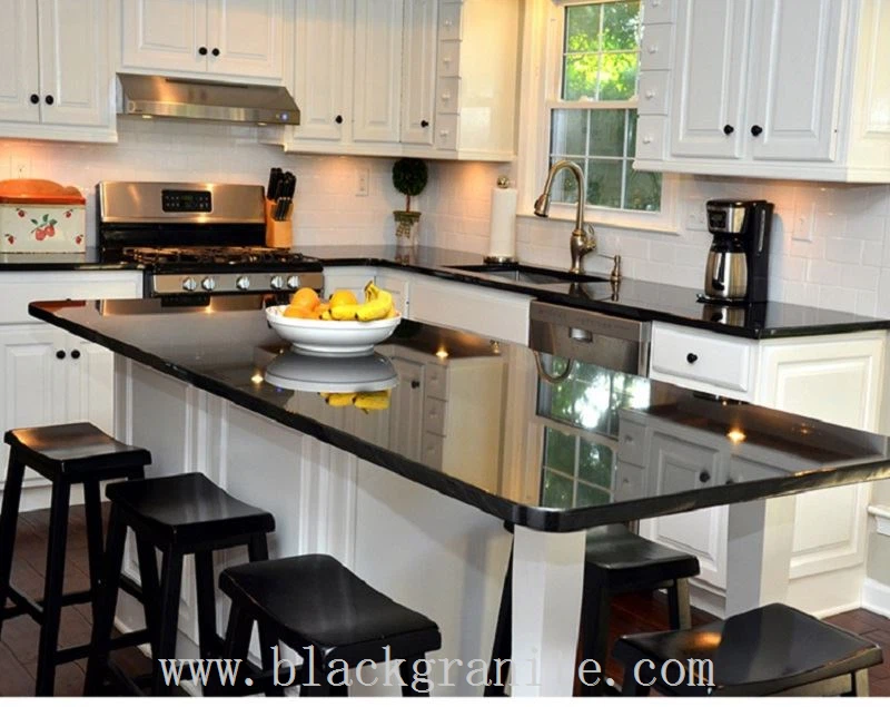 Absolute Black Granite Countertop and Backsplash Tile