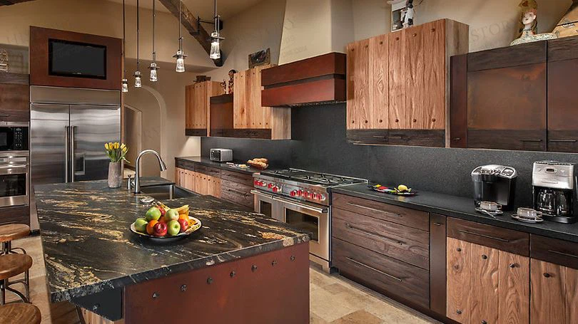 Black Countertop With White Veins