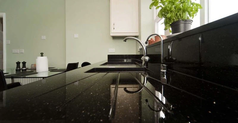 Black Galaxy Granite Countertops With Backsplash