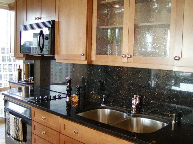 Black Galaxy Granite Countertops With Backsplash