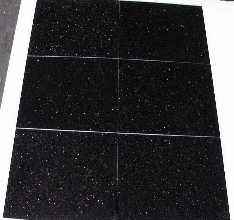 Black Galaxy Granite Polish Tile For Flooring