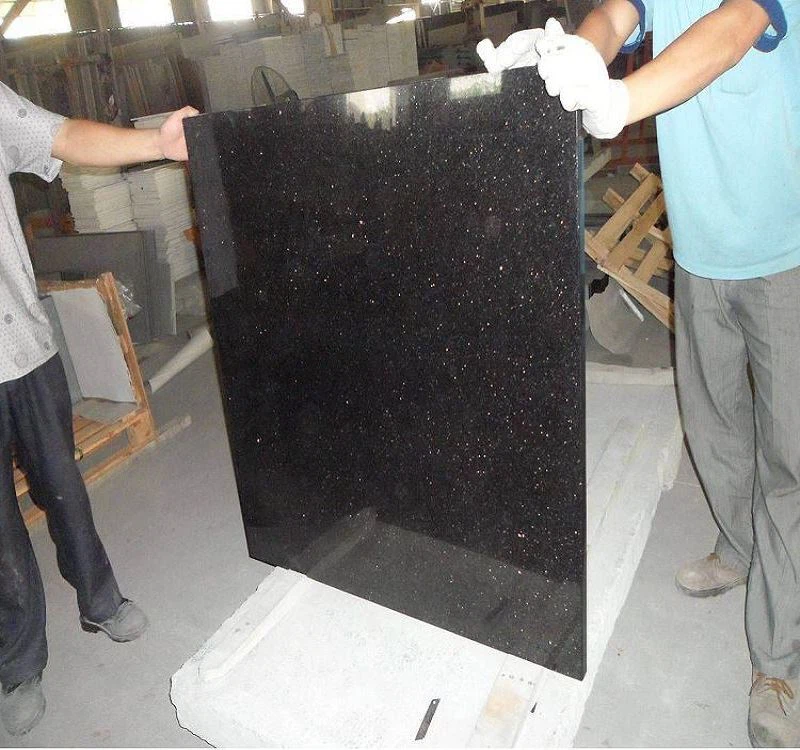 Black Galaxy Granite Polish Tile For Flooring