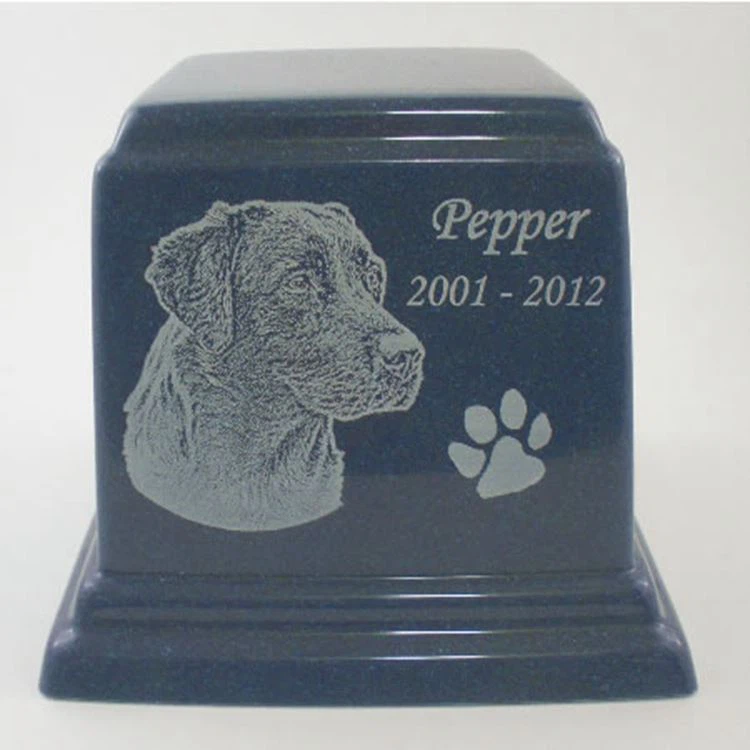 Black Granite Animal Engraved Cremation Urns