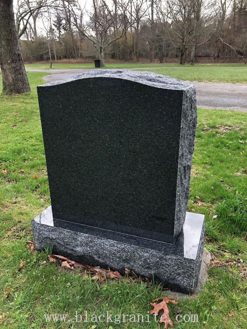 Black Granite Cross Headstone and Gravestone with Gold Lettering