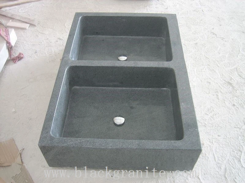 Black Granite Double Bowl Sink for Kitchen and Laundry