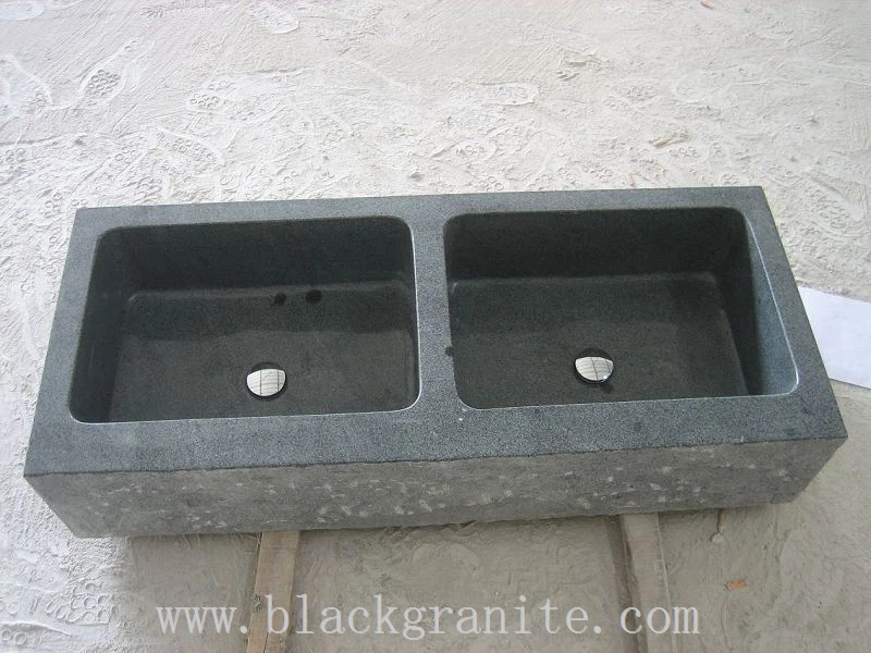 Black Granite Double Bowl Sink for Kitchen and Laundry