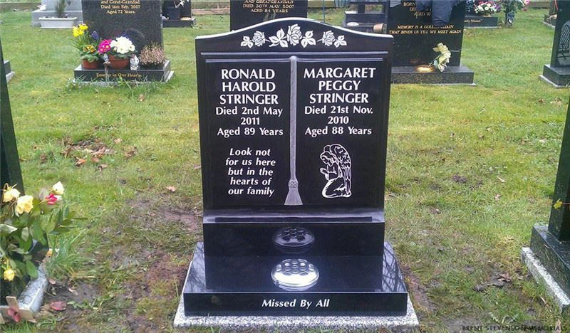 Black Granite Flat Upright Headstones Monuments