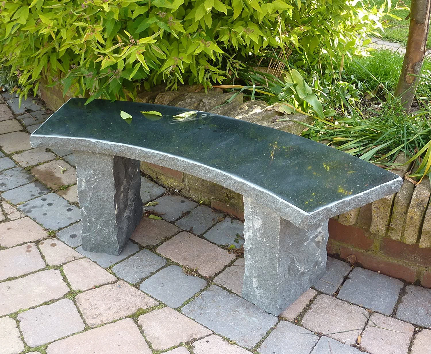 Black Granite Garden Bench