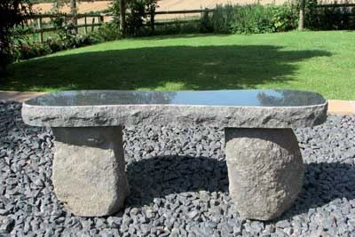 Black Granite Garden Bench