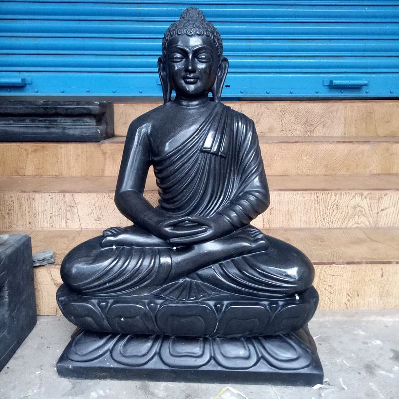 Black Granite Lord Buddha Statue