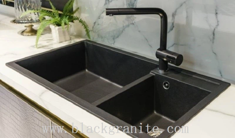 Black Granite Stone Double Kitchen Sink