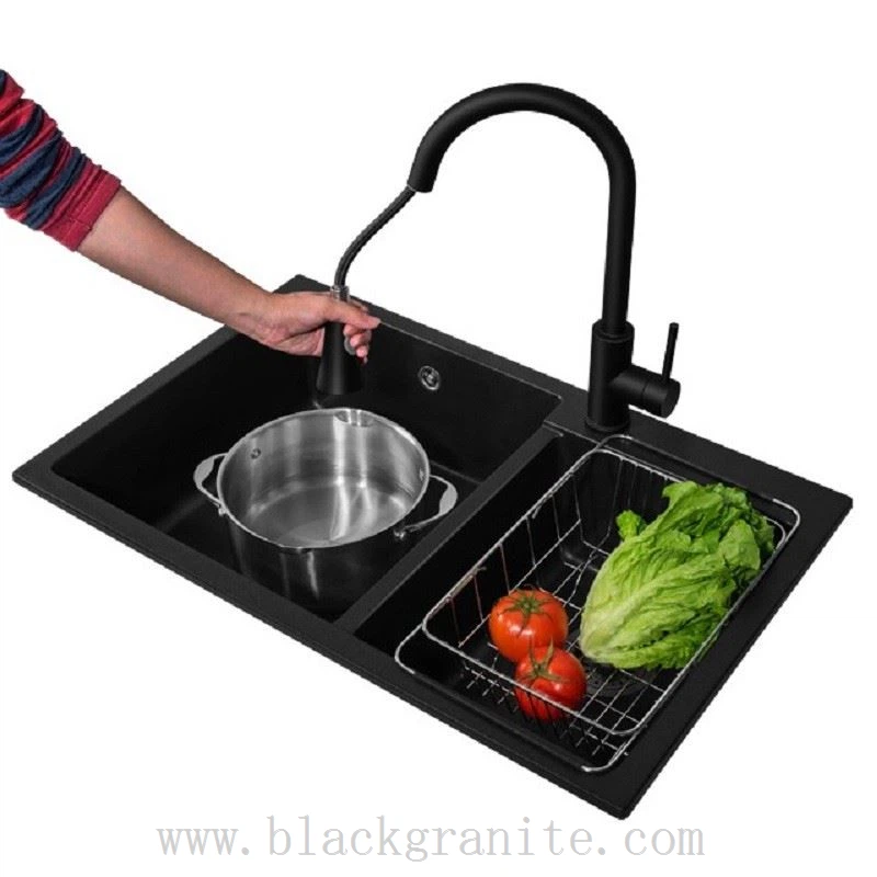 Black Granite Stone Double Kitchen Sink