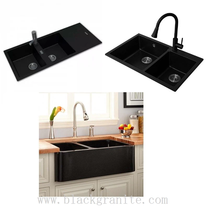 Black Granite Stone Double Kitchen Sink