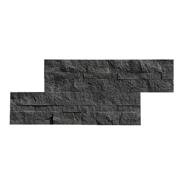 Black Quartz Stacked Stone Wall Cladding