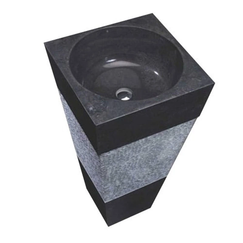 Black Stone Granite Marble Pedestal Sink Wash Basin