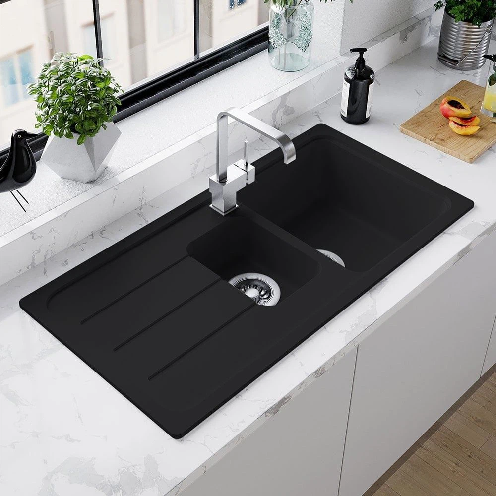 China Black Honed Granite Custom Sink For Kitchen