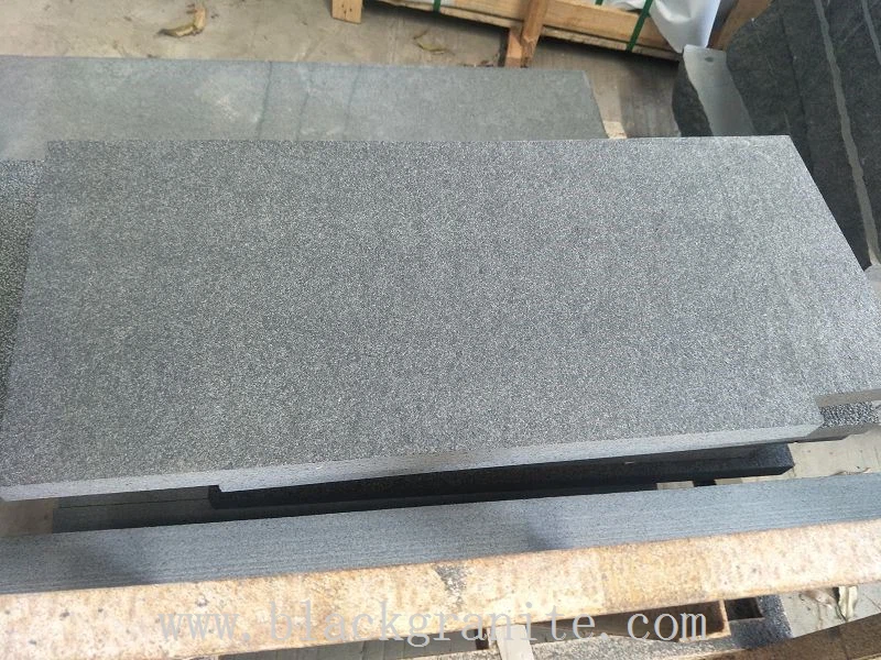 Classic Black Granite Flamed and Honed Tile