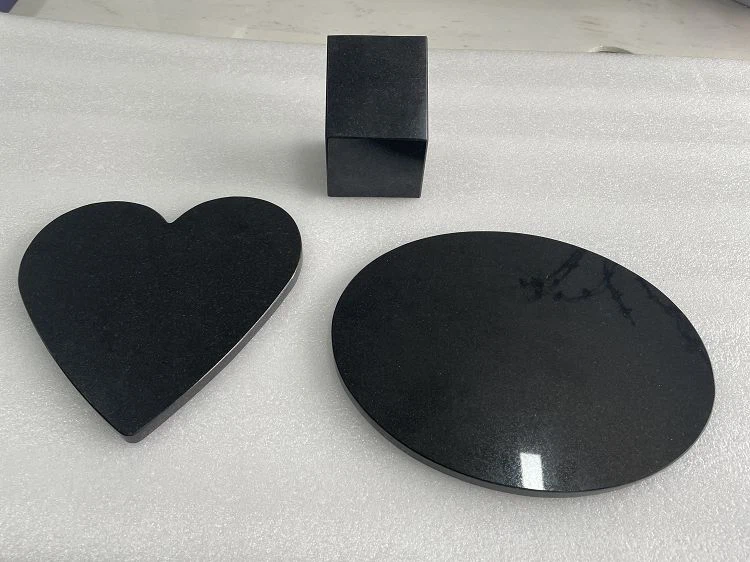 Custom Love Heart Shanxi Black Granite For Memorial Plaques