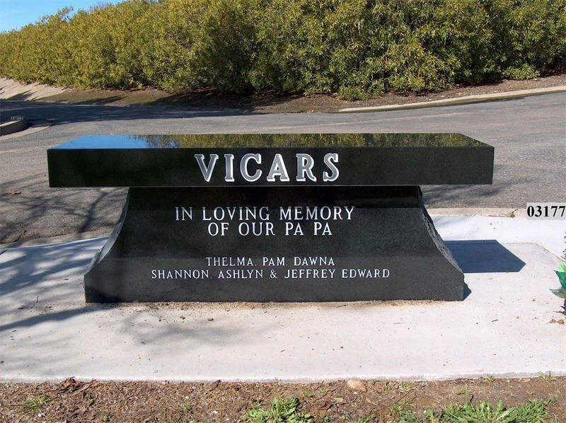 Custom Polished Black Memorial And Cremation Bench