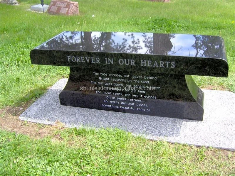 Custom Polished Black Memorial And Cremation Bench