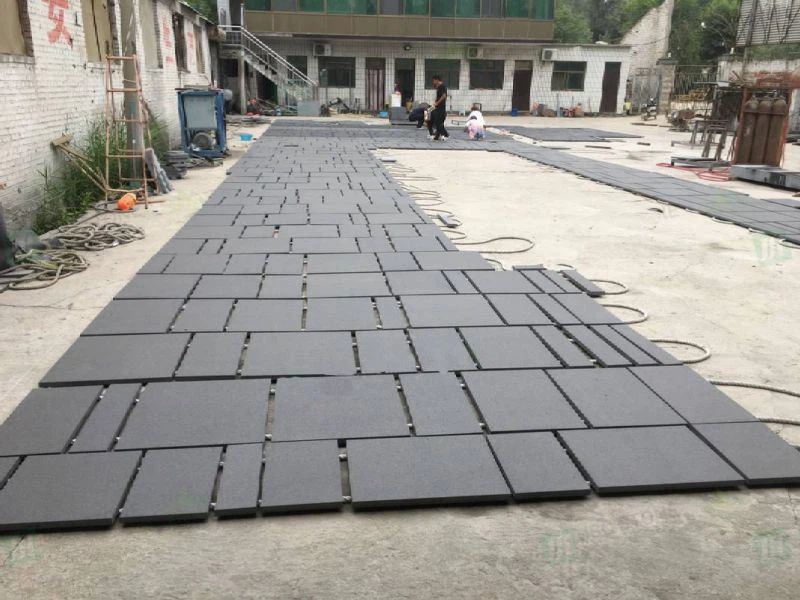 Flamed Surface Black Granite Tiles