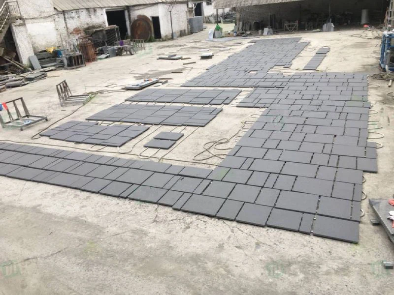 Flamed Surface Black Granite Tiles