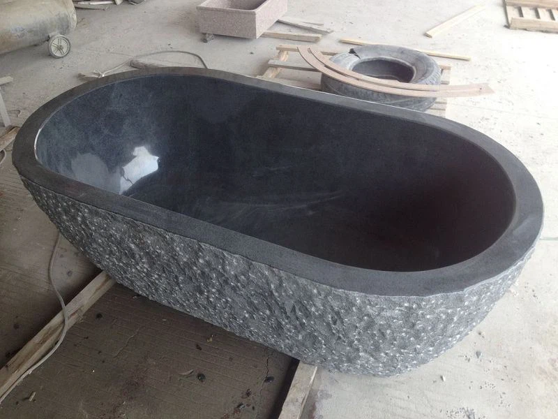 Freestanding Black Stone Bathtub