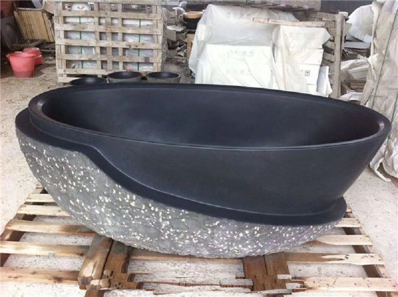 Freestanding Black Stone Bathtub