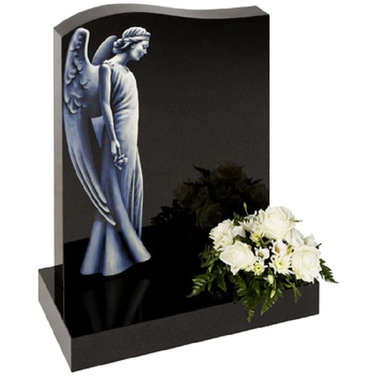 Natural Black Granite Headstone Gravestone Memorial Monuments With Various Shapes