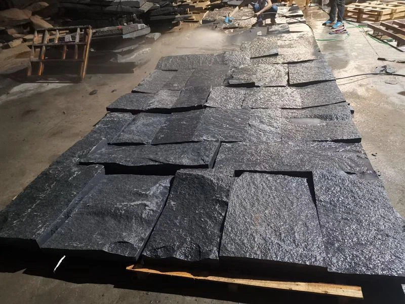 Natural Black Granite Loose Big Blocks Stone Wall Cladding For Wall