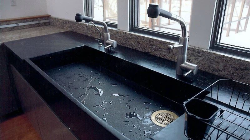 Natural Black Granite Stone Wash Basin Vessel Sinks