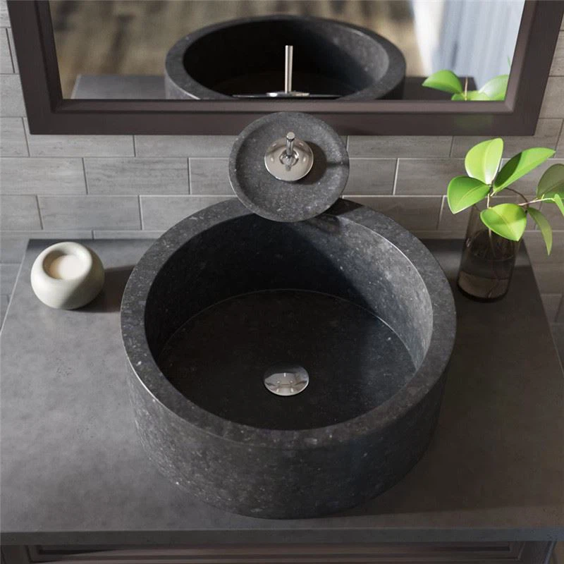 Natural Black Granite Stone Wash Basin Vessel Sinks