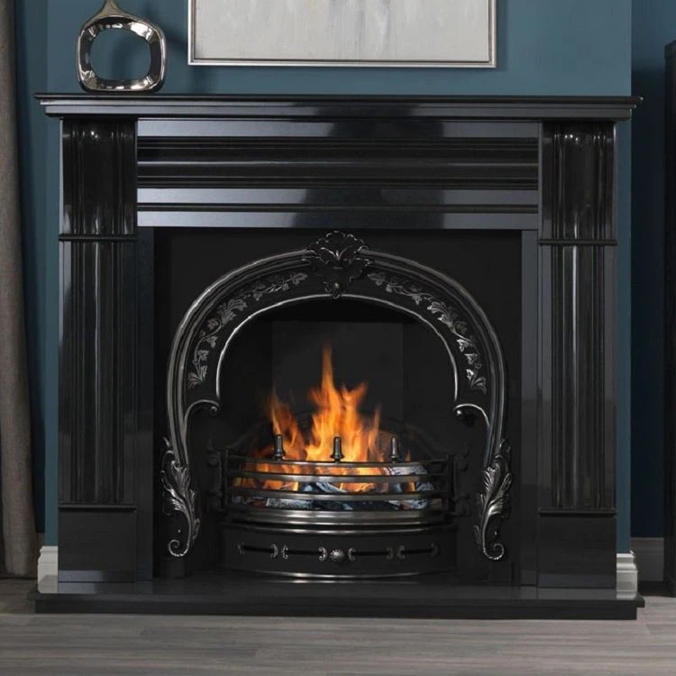 Natural Polished Black Granite Electric Fireplace For Keeping Warm