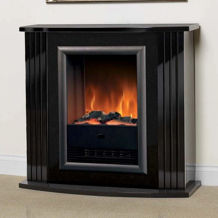 Natural Polished Black Granite Electric Fireplace For Keeping Warm