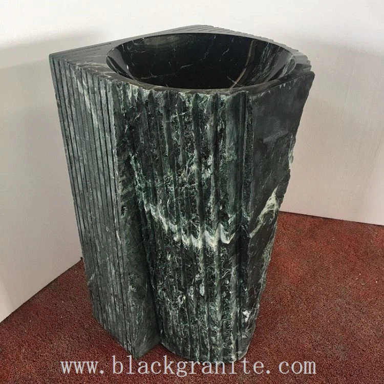 Small Black Granite Pedestal Trough Sink and Toilet